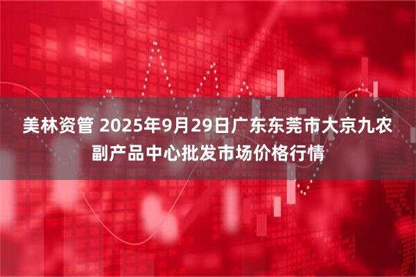 美林资管 2025年9月29日广东东莞市大京九农副产品中心批发市场价格行情