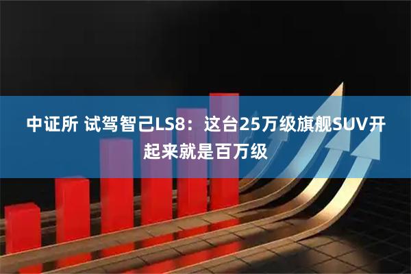中证所 试驾智己LS8：这台25万级旗舰SUV开起来就是百万级